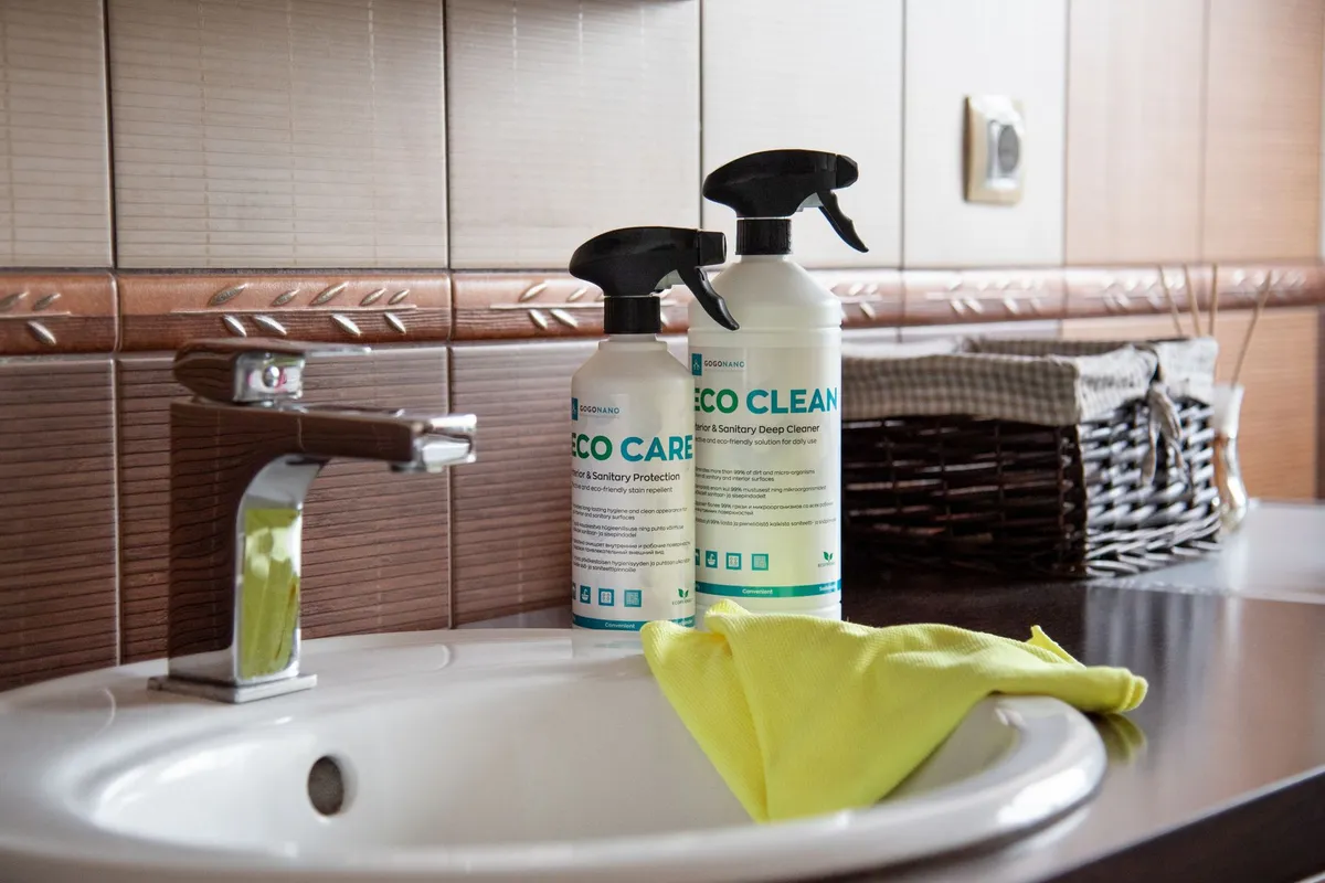 A variety of eco-friendly cleaning solutions in bottles, highlighting safe options for pet-friendly homes.